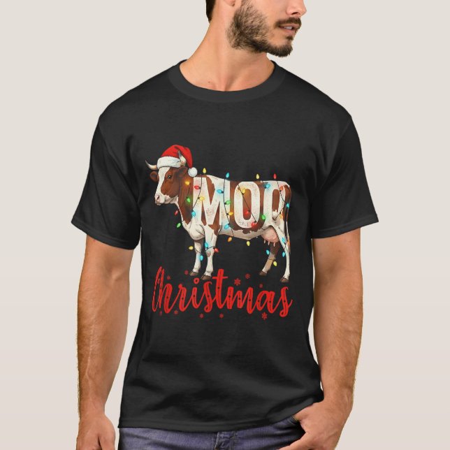 Camiseta Moo Christmas Funny Cow Lovers Cattle Famer Farmin (Anverso)