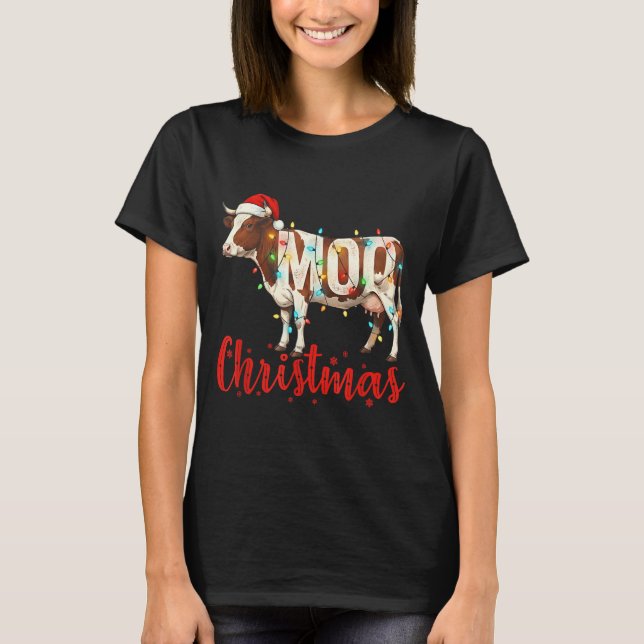 Camiseta Moo Christmas Funny Cow Lovers Cattle Famer Farmin (Anverso)