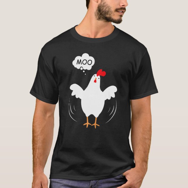 Camiseta MOO Cow Chicken Chicken dice que Moo Cow Sound 'MO (Anverso)
