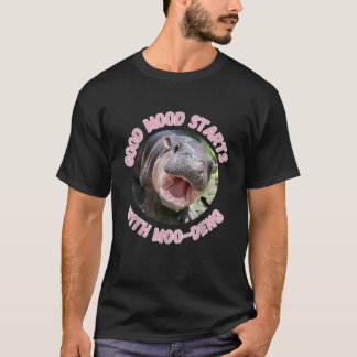 Camiseta Moo Deng Good Mood Thai Hippopotamus Minimalista