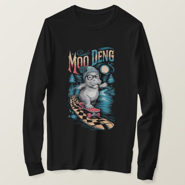 Camiseta Moo Deng Hippo encantador (Anverso del diseño)