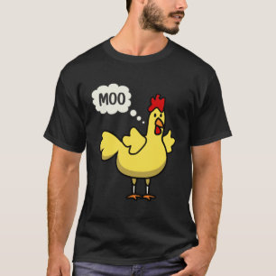 Camiseta MOO Gallina Gallina Amarilla Vaca Gallinas Humor