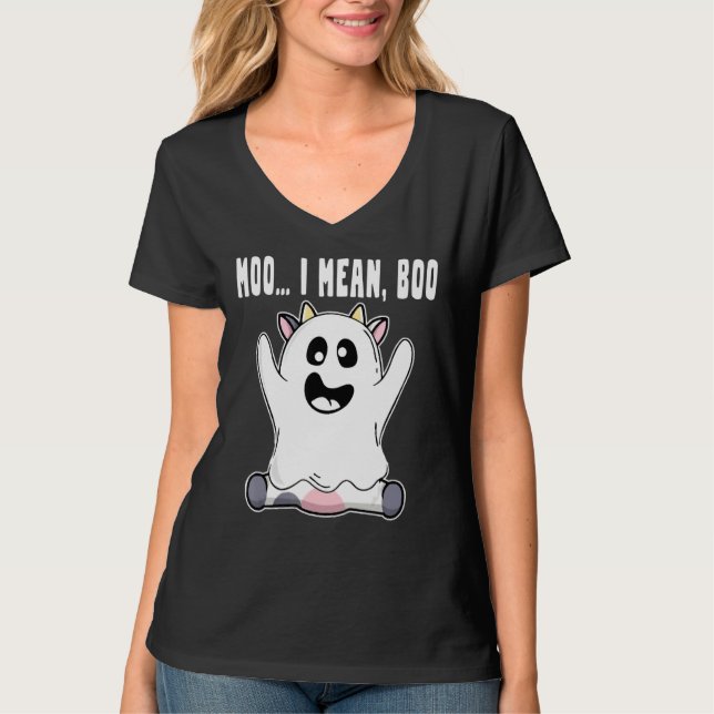 Camiseta Moo I Me Refiero A Boo Cow Ghost (Anverso)