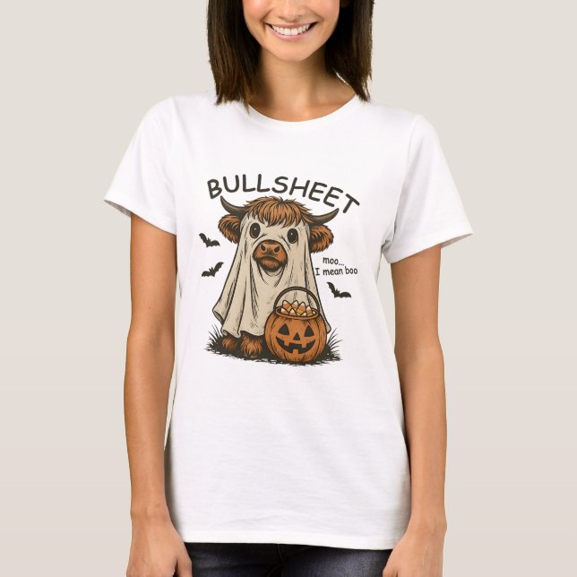 Camiseta Moo... Me refiero a Boo Bullsheet Cow Halloween (Anverso)