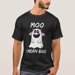 Camiseta Moo, me refiero a Boo Ghost Cow Calabaza Luna Hall