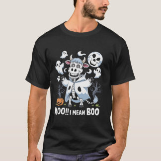 Camiseta Moo me refiero a Boo Graciosa Scary Skeleton Cow e