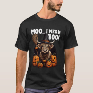 Camiseta Moo, me refiero a Boo Gracioso Highland Cow Witch