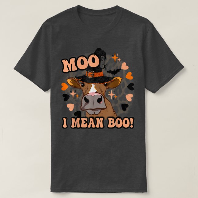Camiseta Moo me refiero a boo lindo vaca de Halloween otoño (Diseño del anverso)