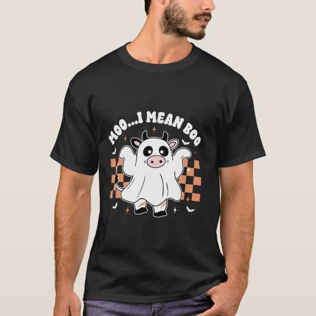 Camiseta Moo, me refiero a Boo Retro Tocante Fantasma Vaca  (Anverso)