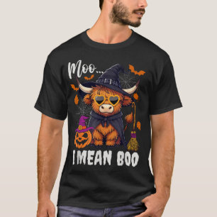 Camiseta Moo, me refiero a Boo Witch Highland Cow Halloween