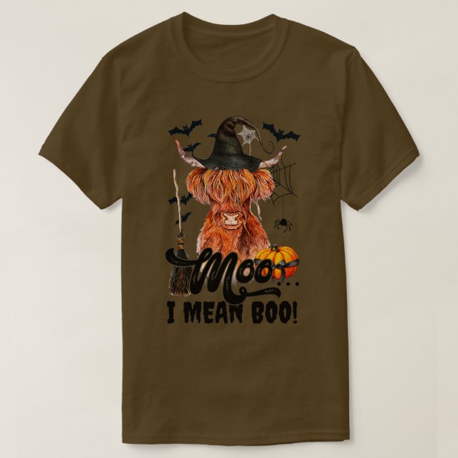 Camiseta Moo, me refiero a Boo Witch Scottish Highland Cow  (Diseño del anverso)