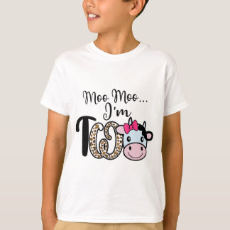 Camiseta Moo Moo Soy dos vacas trilladas segundo cumpleaños