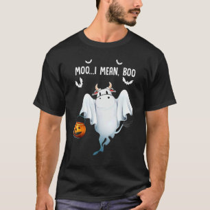 Camiseta Moo Quiero Decir Boo Lindo Vaca Fantasma Calabaza 