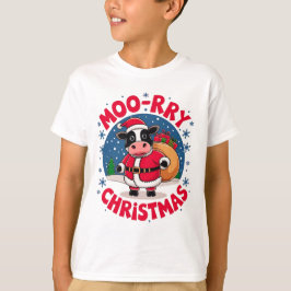 Camiseta Moo-rry Navidad Vaca Divertida Santa Navidad