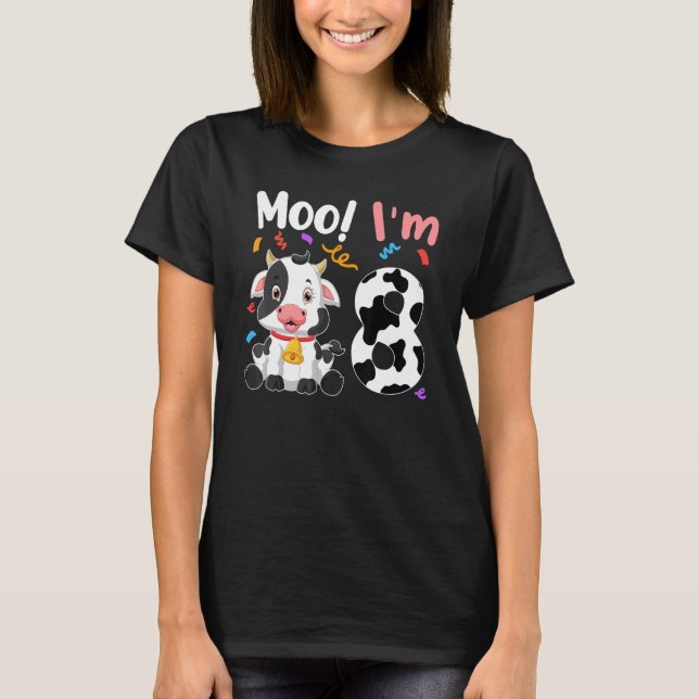 Camiseta Moo, tengo 8 años, 8 años, cumpleaños, granja de v (Anverso)