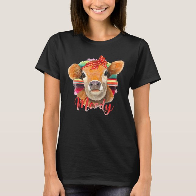 Camiseta Moody Heifer Floral Cow Granjero Serape (Anverso)