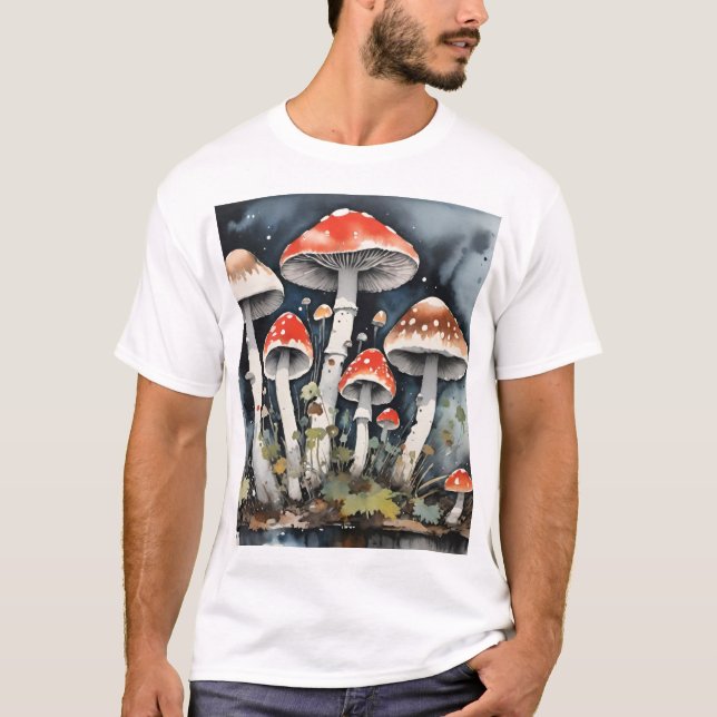 Camiseta Moody Mushrooms Watercolor (Anverso)