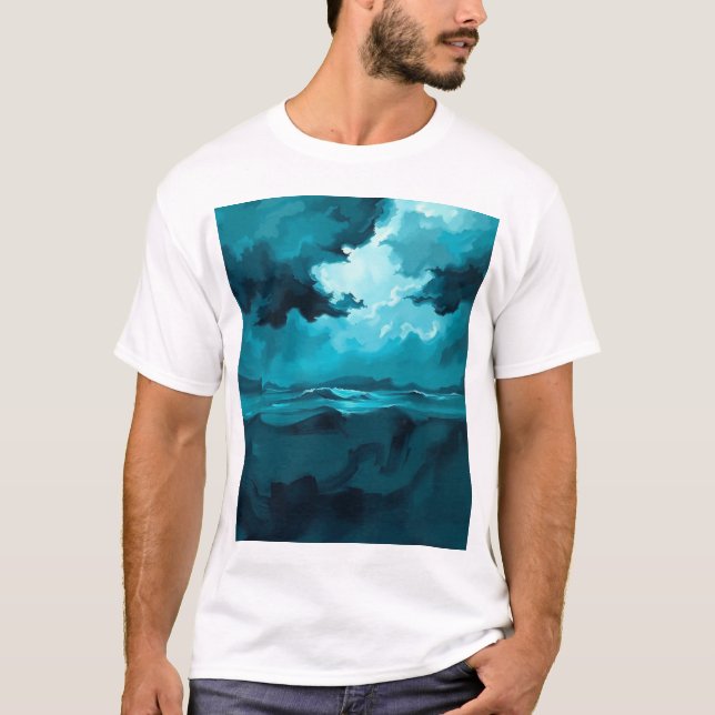 Camiseta Moody Ocean Waves Under Stormy Sky – Abstract Seas (Anverso)