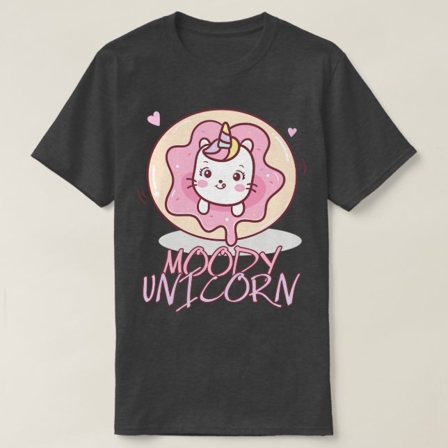 Camiseta Moody unicorn Cute pequeño unicornio en un donut u (Diseño del anverso)