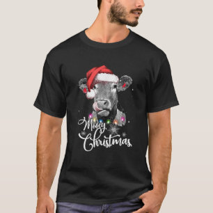 Camiseta Mooey Christmas Fun Heifer Cow Santa Xmas Light Fa