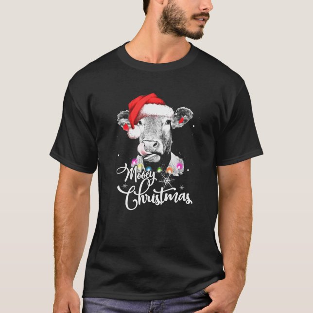 Camiseta Mooey Navidades Fun Heifer Cow Santa Xmas Light Fa (Anverso)