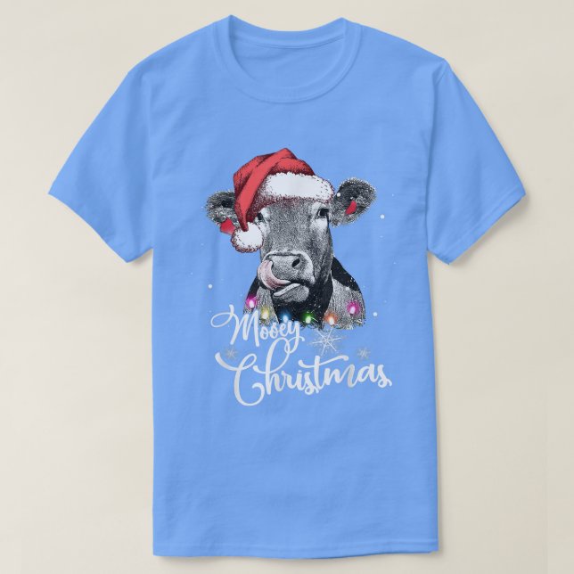 Camiseta Mooey Navidades Fun Heifer Cow Santa Xmas Light Fa (Diseño del anverso)