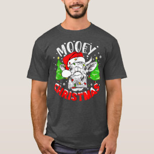 Camiseta Mooey Navidades Fun Heifer Santa Xmas Light Cow Fa