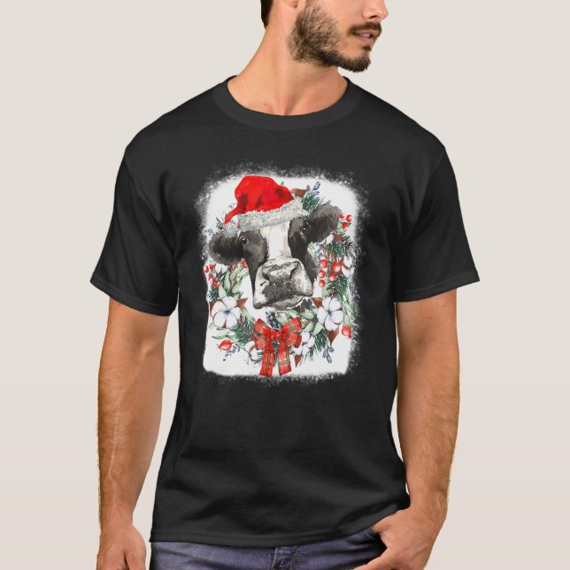 Camiseta Mooey Navidades Highland Cow Navidad Light Santa H (Anverso)