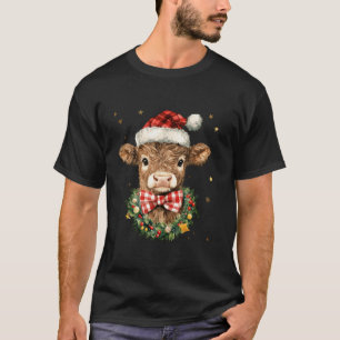 Camiseta Mooey Navidades Highland Cow Santa Coquette Bow Fa