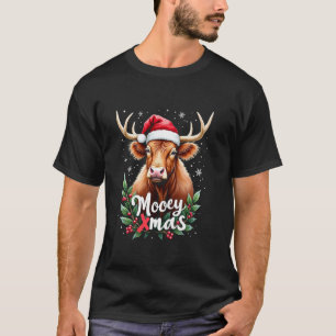 Camiseta Mooey Xmas Granjero de Santa Hat Merry Highland Co