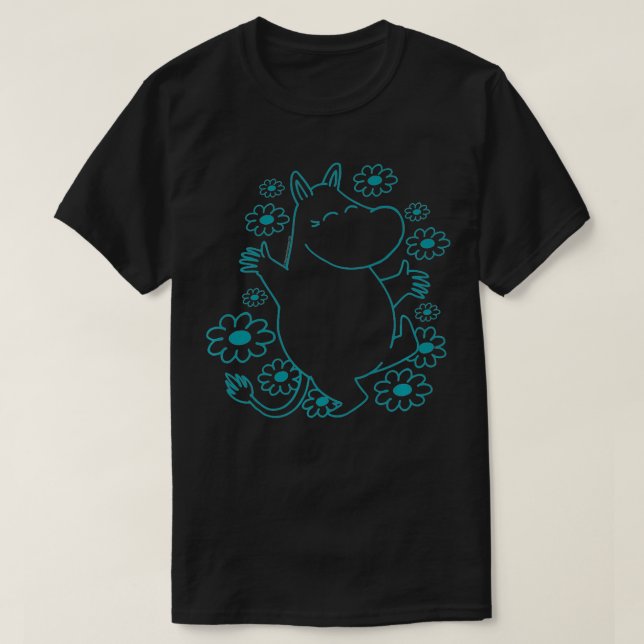 Camiseta Moomins Floral Blue Moomin Premium  (Diseño del anverso)