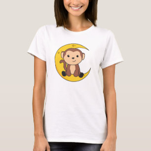 Camiseta Moon Animals Monkey Sweet Animals Monkey Para Niño