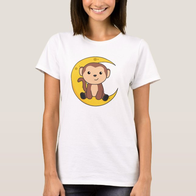 Camiseta Moon Animals Monkey Sweet Animals Monkey Para Niño (Anverso)