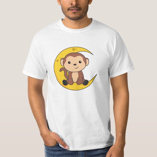 Camiseta Moon Animals Monkey Sweet Animals Monkey Para Niño (Anverso)