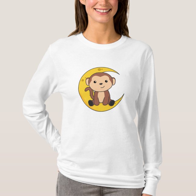 Camiseta Moon Animals Monkey Sweet Animals Monkey Para Niño (Anverso)