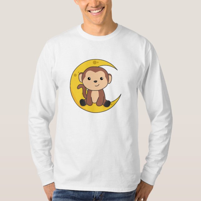 Camiseta Moon Animals Monkey Sweet Animals Monkey Para Niño (Anverso)