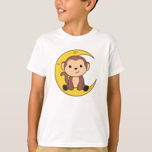Camiseta Moon Animals Monkey Sweet Animals Monkey Para Niño (Anverso)