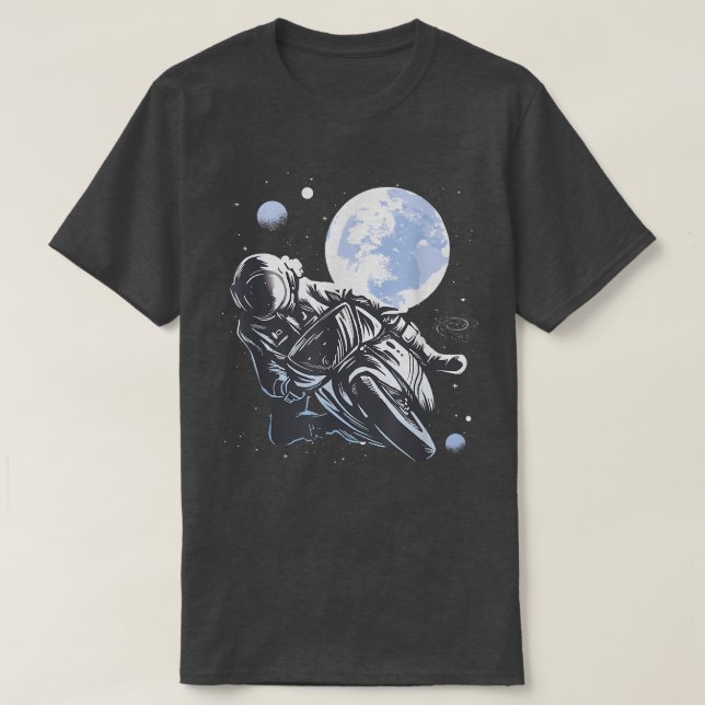 Camiseta Moon Astronaut Motorrad Biker 1077 (Diseño del anverso)