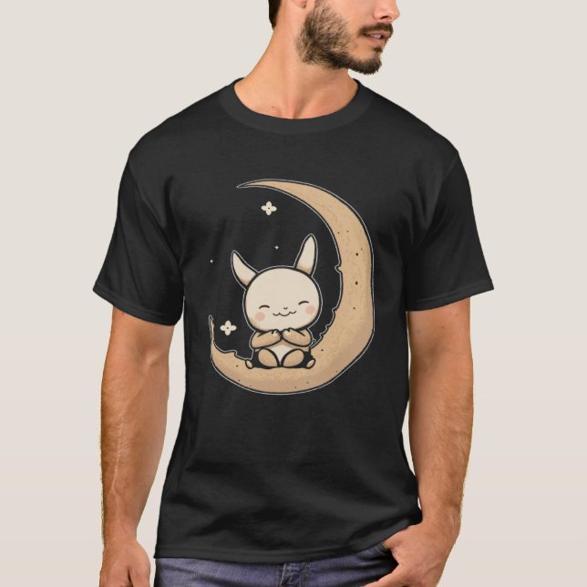 Camiseta Moon Bunny Rabbit Sitting In Crescent Moon Easter (Anverso)