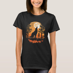 Camiseta Moon Coyote Howling Full Moon Forest Halloween