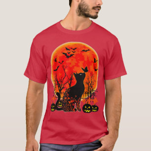 Camiseta Moon de calabaza de gato negro disfraz de mariposa