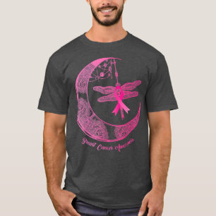 Camiseta Moon Dragonfly Cinta rosa Conciencia sobre el cánc
