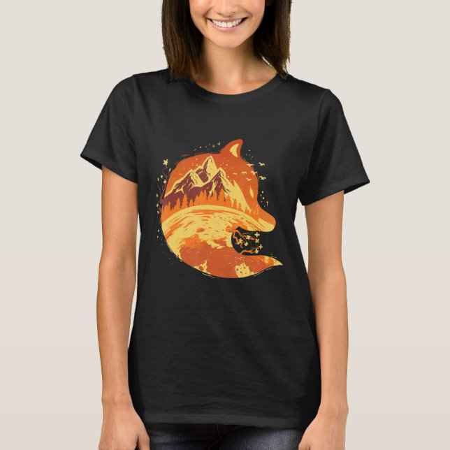 Camiseta Moon Forest Fox Hunting Mountain Fox Whisperer (Anverso)