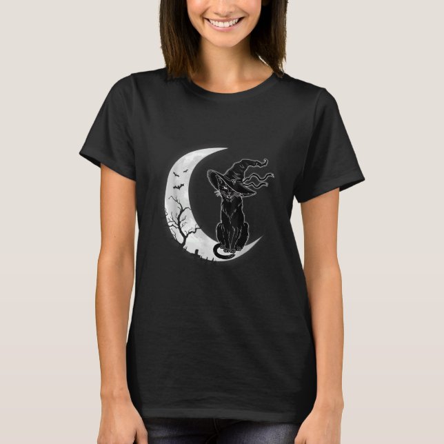 Camiseta Moon Halloween Da miedo El disfraz de gato negro G (Anverso)
