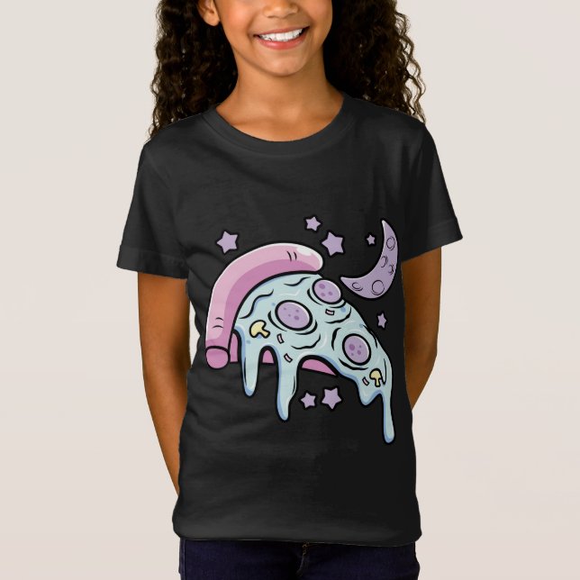 Camiseta Moon Kawaii Cheese Pizza Slice un Pastel G (Anverso)