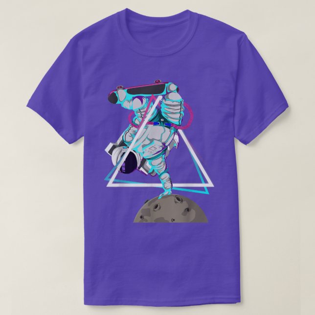Camiseta Moon Landing Synthwave Vaporwave Skateboarding Ast (Diseño del anverso)