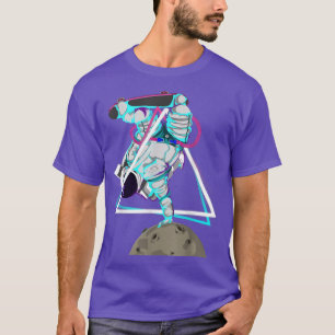 Camiseta Moon Landing Synthwave Vaporwave Skateboarding Ast