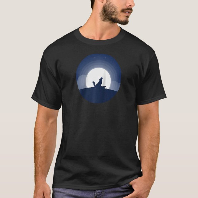 Camiseta Moon Night Wildlife Forest Animal Predator Howling (Anverso)
