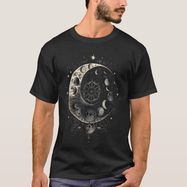 Camiseta Moon Phases Space Lunar Cycles Astronomy (Anverso)