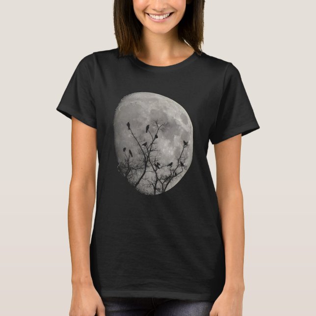 Camiseta Moon Raven Gothic Crows Silhouette (Anverso)